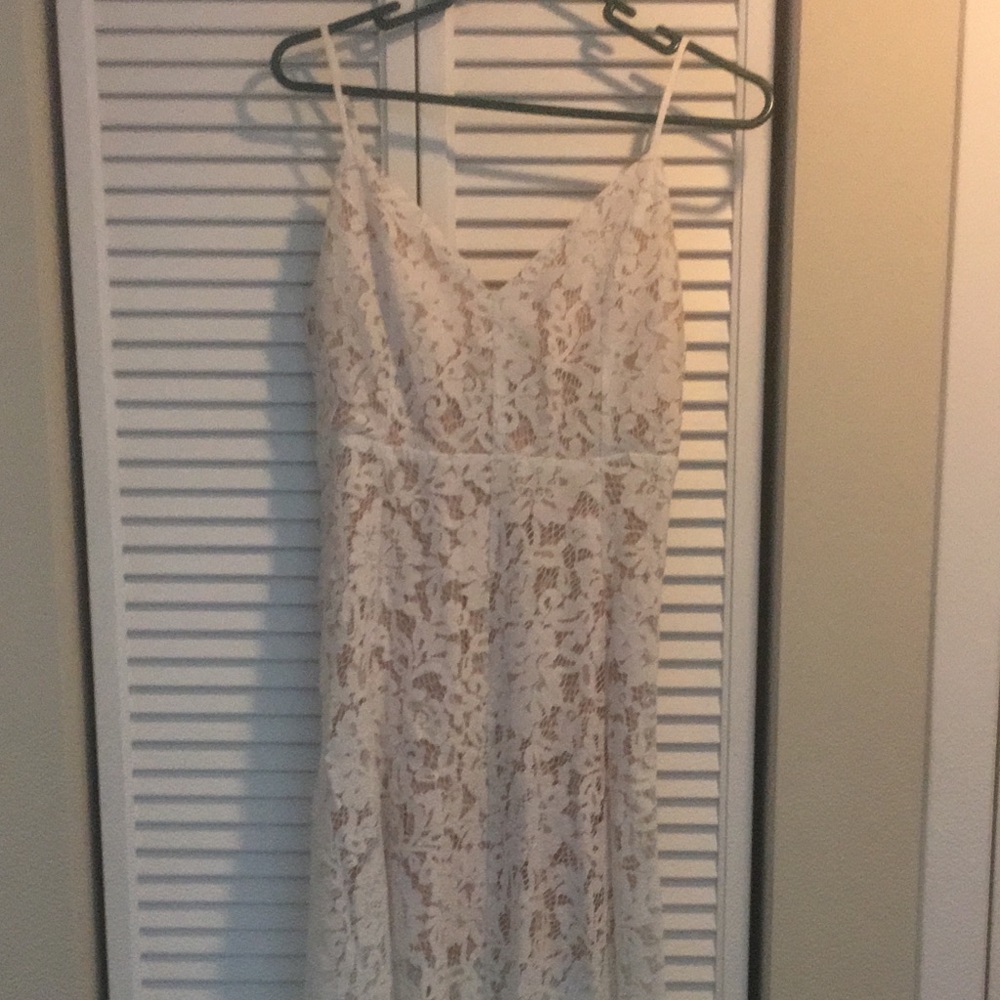Lulus one wish white lace midi dress